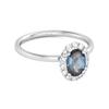London Blue Topaz Solitaire Halo Accents Ring - 925 Sterling Silver