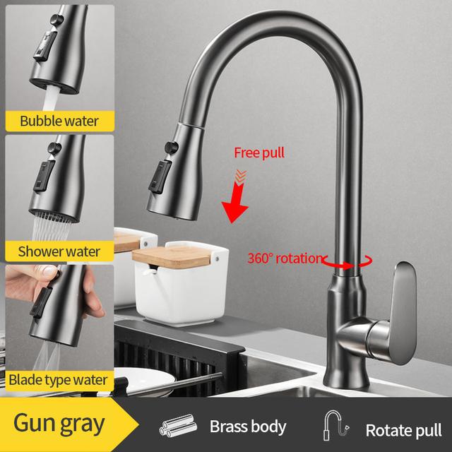 Robinet chaud et froid extractible de cuisine noir, évier domestique, lave-vaisselle, lavabo, Installation de pont