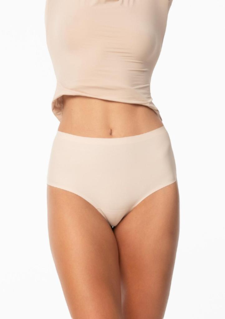 Women's Brazilian Briefs with Decorative Mesh On the Back, High Waist, Beige Joy Brasil Maxi Julimex