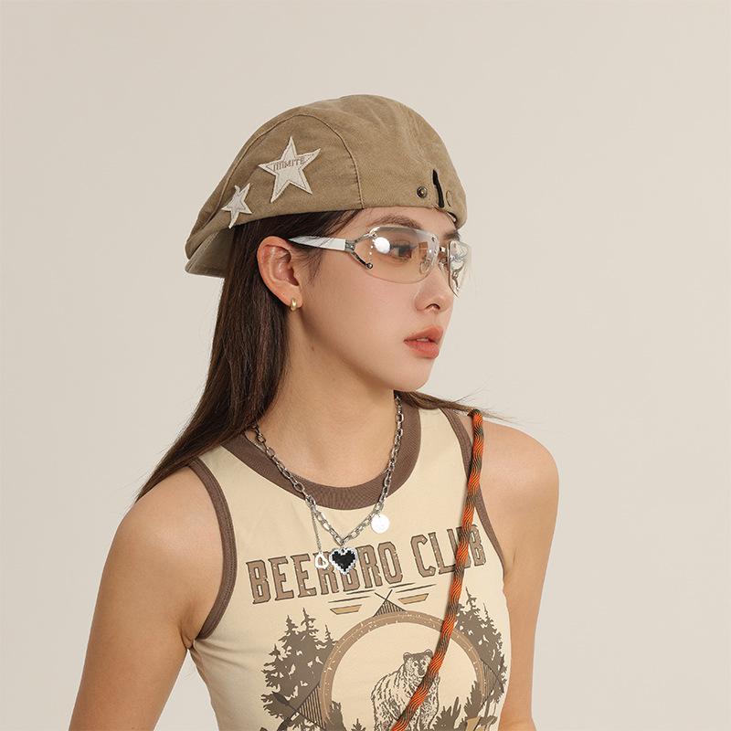 

Retro reverse wear~ old forward hat female versatile cowboy star show face small hat original style Adjustable (55-59CM)