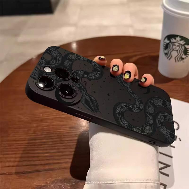 Cute Doodle Funny Snake Phone Case for iPhone 17 16E 11 12 13 14 15 16 17 Air Pro Max XS XR X 8 7 Plus SE2 Plus Matte Soft Cover