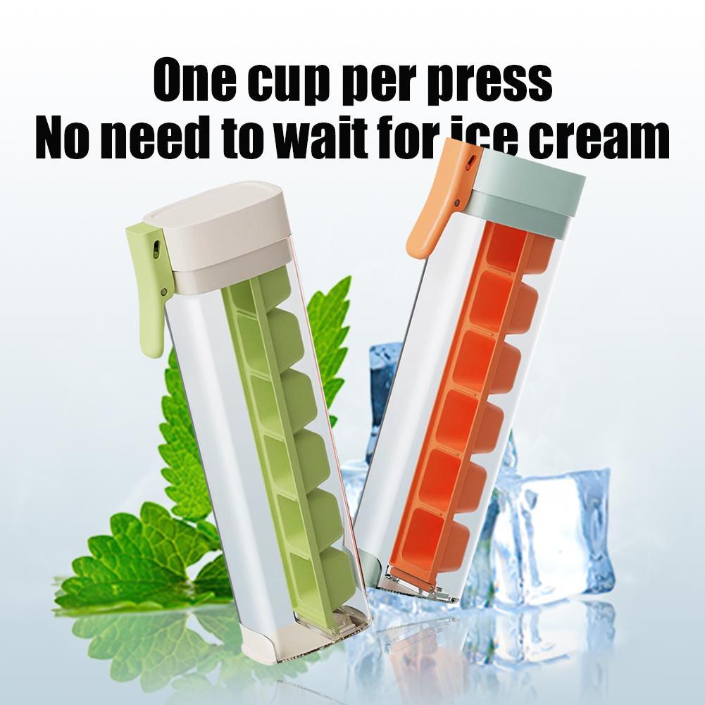Food Grade Silicone Ice Cube Mold with One Click Press Type Storage Box Whiskey Cube Maker Kitchen Tool for Home Bar