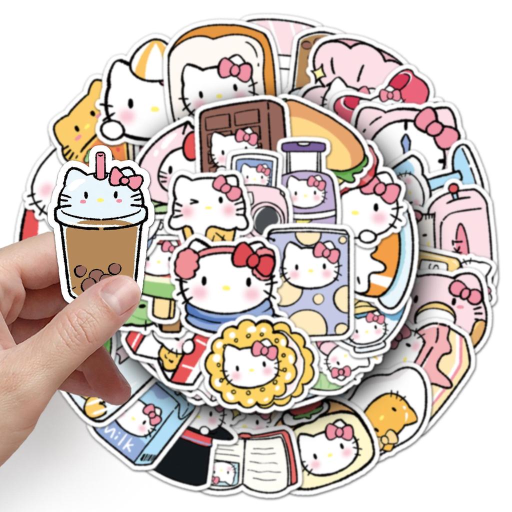 50-Piece Cute KT Cat Cartoon Stickers for Phone, Luggage, and Diary Decoration