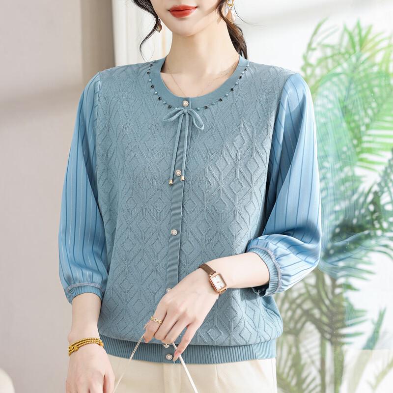 Hengyuanxiang Women's Autumn V-Neck Long Sleeve Knitted Top