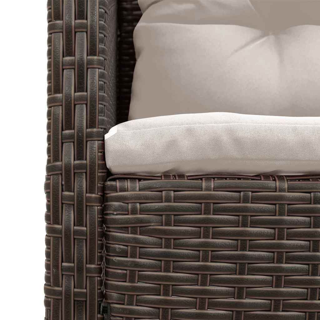 Garden Sofa Set with Cushions 6 pcs Brown and Cream Poly Rattan