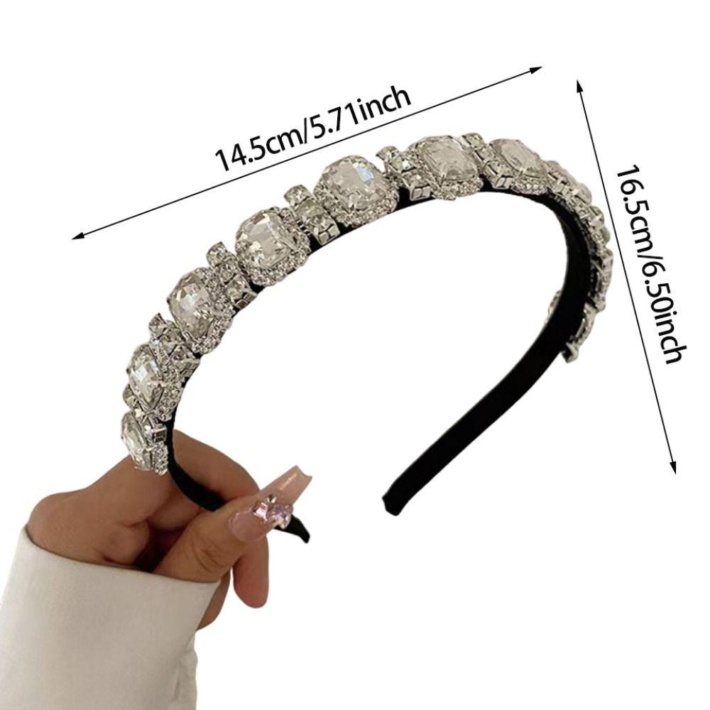 Multicolor Gem Full Rhinestone Headbands Square Rhinestone Shiny Baroque Tiara Luxury Multi-purpose Crystal Hair Hoops