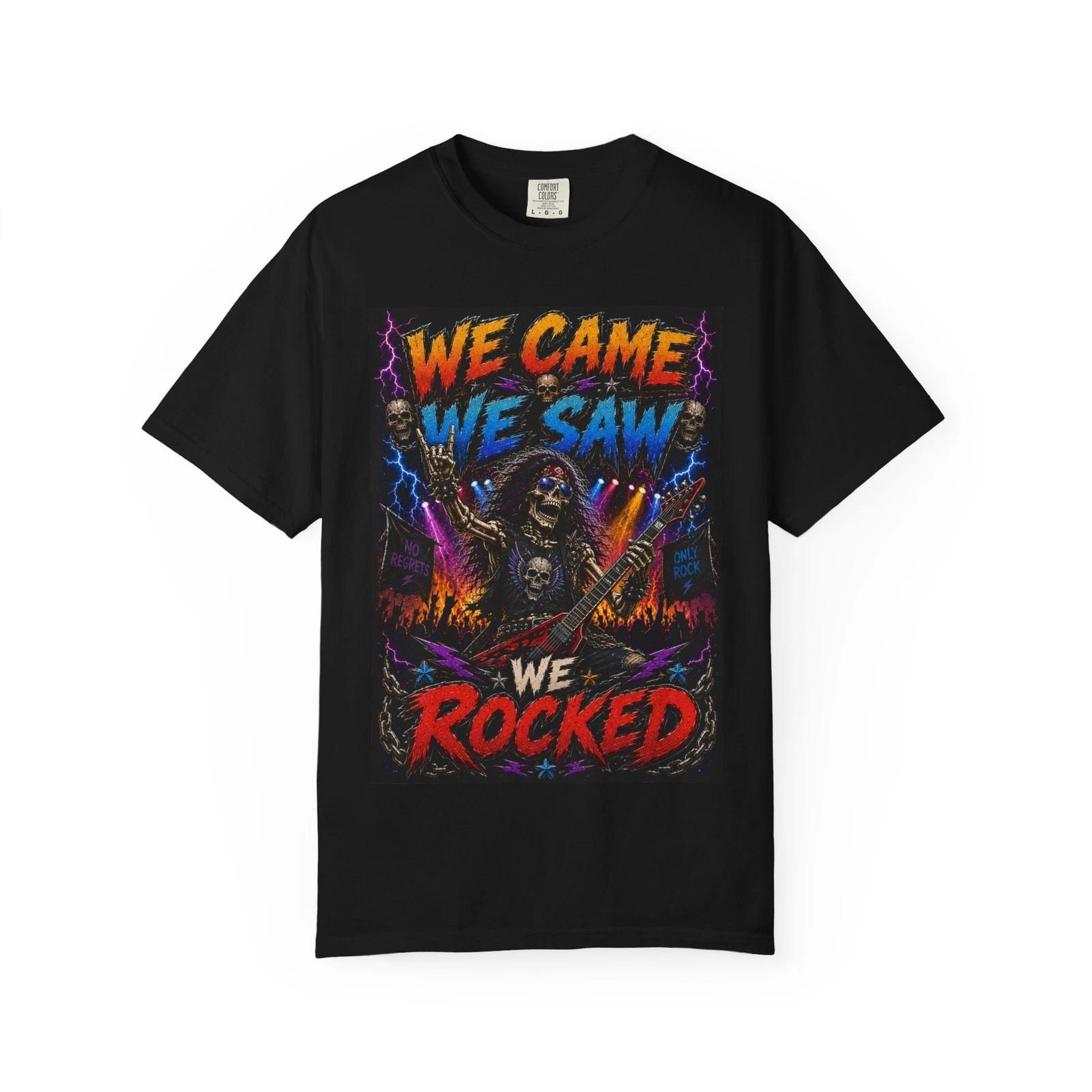 We Came We Saw We Rocked T-shirt | Grim Reaper Rock Music Tee L