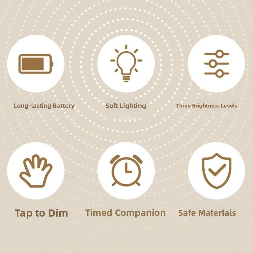 Minimalist Dimmable Bulb Shape Night Light Romantic Portable Bedside Lamp Nordic Style Soft Light Decorative Lighting Bedroom