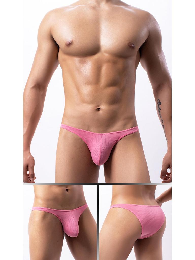 Men's Low-Waist Sexy Breathable Mesh Triangle Briefs Bikini E-091
