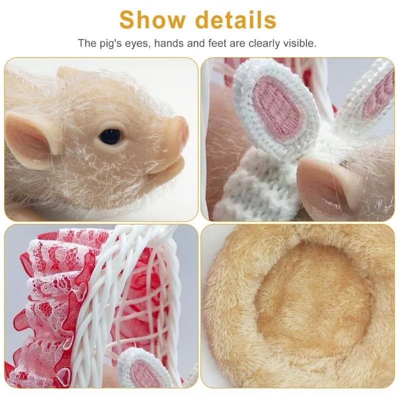 Miniature Reborns Pig Doll Figurine 5PCS Sensory Animal Figure Doll Nursing Toy For Children Indoor Outdoor Pretend Play