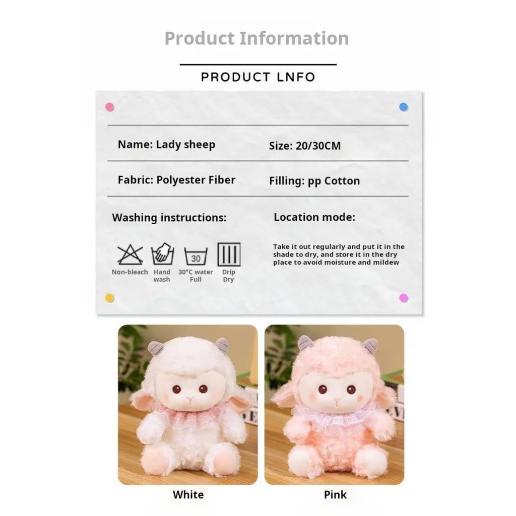 23/30cm Beautiful Sheep Doll Simulation Plush Toy Handmade Doll Cartoon Anime Cute Pillow Cushion Home Decoration Children's Bir