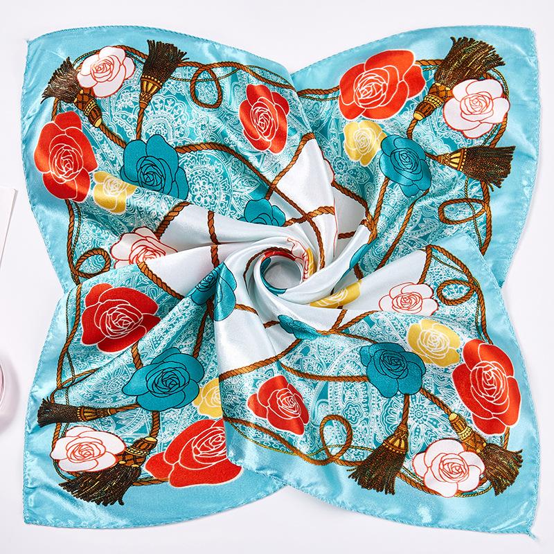 Light Luxury 50Cm Small Square Scarf Chain Printed Silk Scarf Women'S Thin Neck Protection Scarf Cheap Silk Scarf Gift