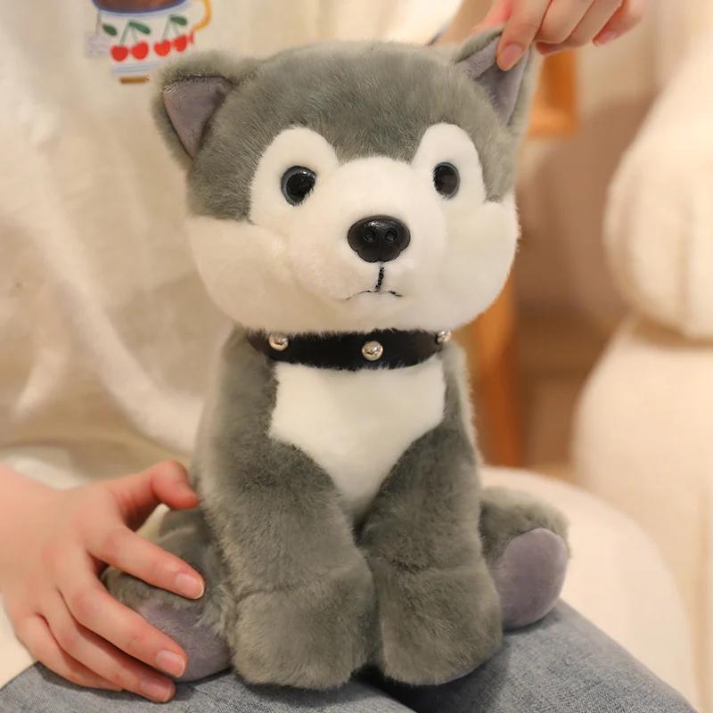Kawaii Simulation Puppy Plush Toys Soft Cute Sitting Husky Schnauzer Bulldog Dogs Toys Funny Cartoon Pets Birthday Gift For Kids