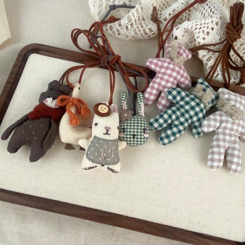 Cute Fabric Animal Doll Necklace Women Girls Necklace Cartoon Duck Bear Rabbit Pendant Lanyard Cloth Hanging Ornament Gift