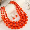 Neues Design Trendiger Modischer Mehrschichtiger Acrylperlen Handgefertigtes Perlenhalsketten-Ohrring-Set Damen Party Schmuck Zubehör