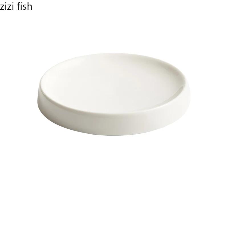 Ceramic Dinner Plate Round Snack Dessert Trays Solid Color Sashimi Sushi Dishes Household Specialty Tableware Steak Pasta Plates