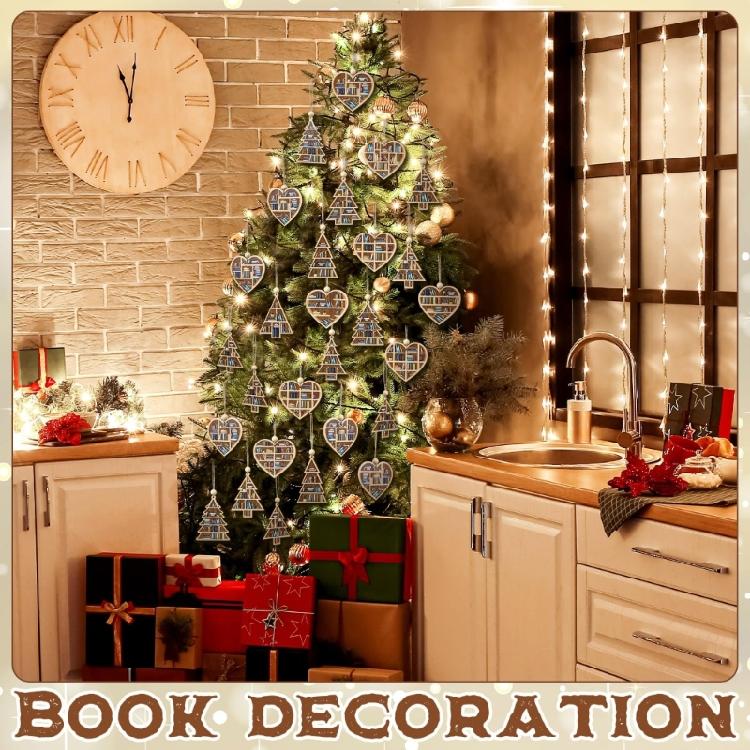 Natural Wood Christmas Hanging Decorations Vintage Inspires Carved Designs Pendant For Indoor Fireplaces Tree