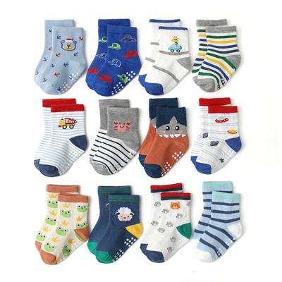 12 paare/los Mix Farben Baby Kind Socken rutschfeste Kinder Jungen Socken Baby Socken 1-5Years