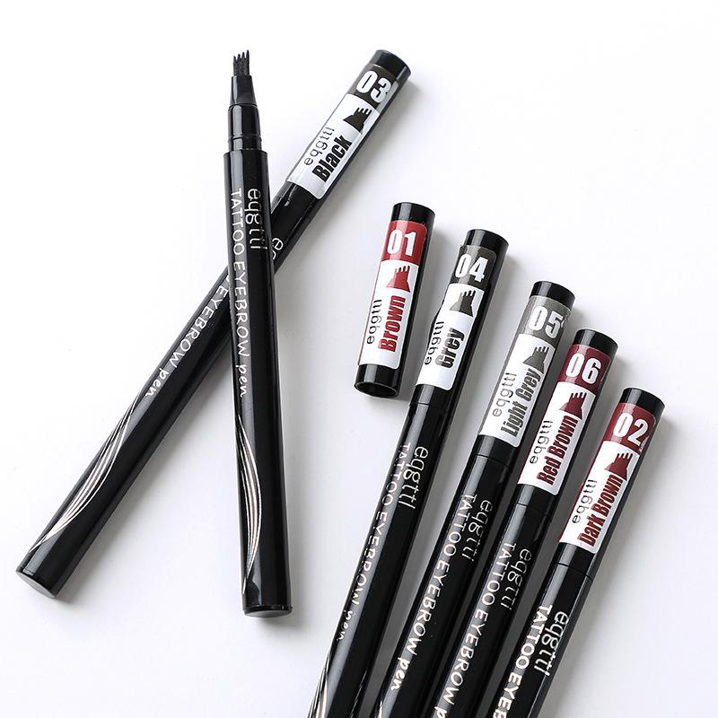 Long-lasting 4-Pronged Black Brown Liquid Eyebrow Pencil for Cross-Border Trade