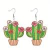 Cross-border New Spring Plant Cactus Potted Earrings 2D Flat Acrylic Mexican Five-section Earrings