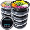 10pcs Disposable Plastic  Food Containers Fruit Salad  Bento Box  Prep Storage Lunch Boxes Microwavable Meal Restaurant Supplies