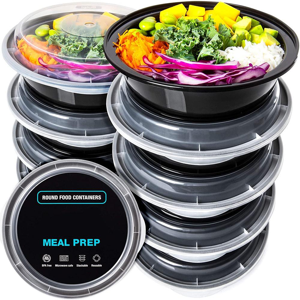 10pcs Disposable Plastic Food Containers Fruit Salad Bento Box Prep Storage Lunch Boxes Microwavable Meal Restaurant Supplies