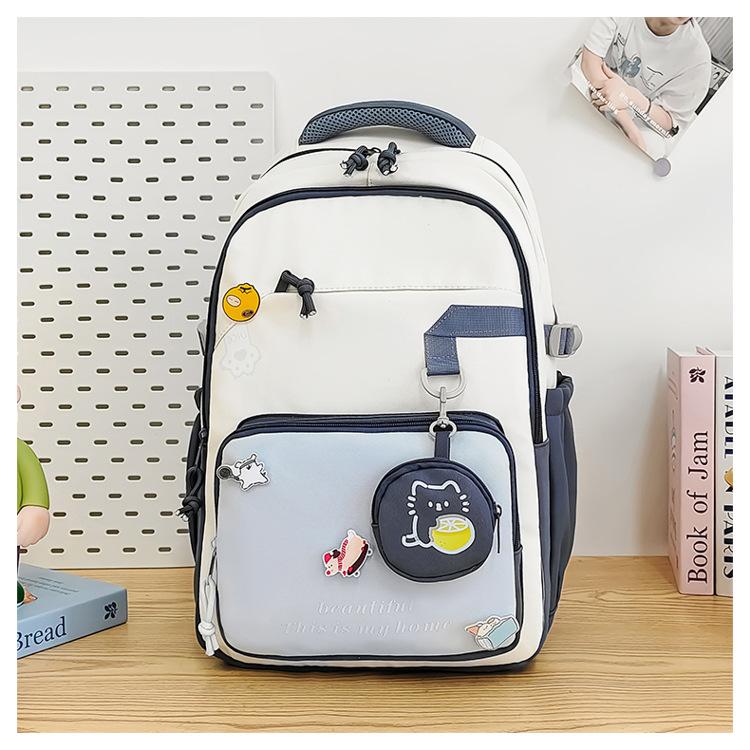 School Bag New College Style Large Capacity School Bag Korean Version Ins Versatile High Value Backpack Casual Contrasting Color Backpack