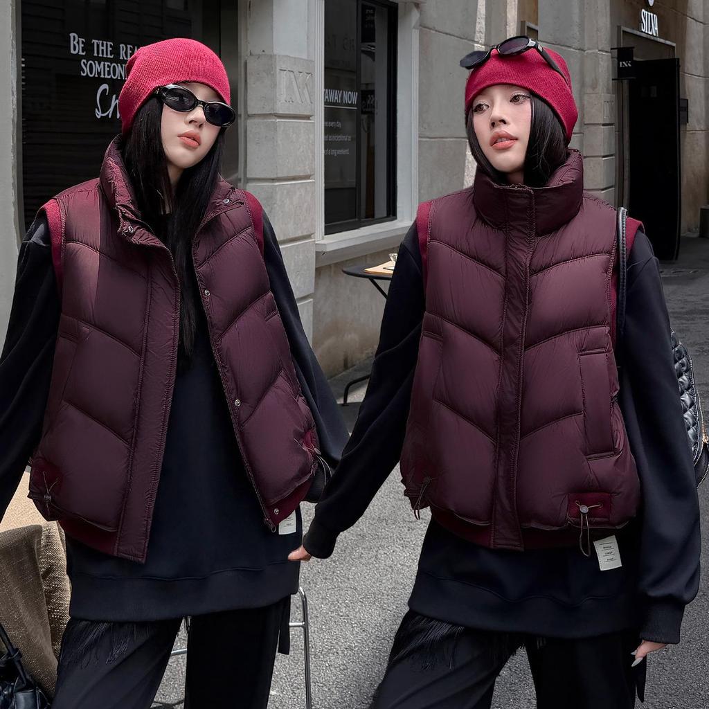 Women's Cotton Stand Collar Vest - 2026 Autumn/Winter Short Loose Fashion Gilet