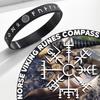 Vnox 12mm Silicone Bracelet for Men, Soft Rubber Silicone Wristband, Nordic Viking Compass Rune Almut Bangle Set