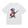 Damenmode Leichte Dehnbarkeit Klassisches T-Shirt Herren Damen T-Shirts Oberteil Hund Gitarrist Rotes Instrument T-Shirt