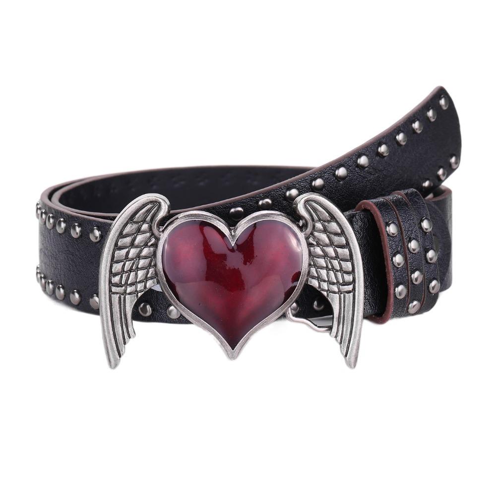 Double Hole Eyelet Grommet Gothic Waistband Trendy PU Leather Waistband Vintage Buckle Waist Belt