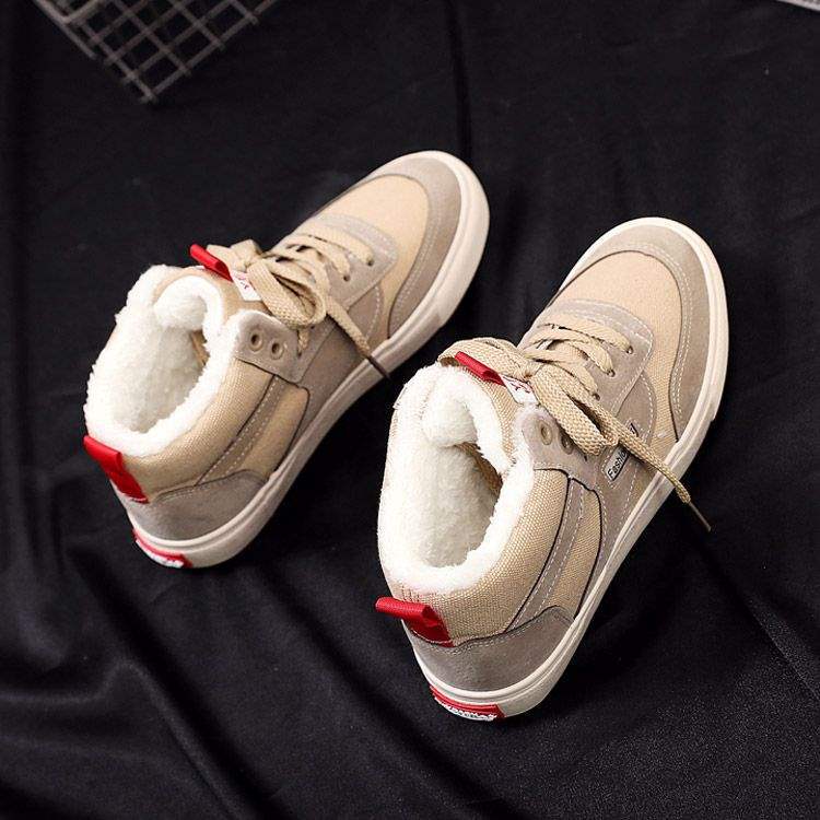 Autumn and Winter High-top Couple Large-size Canvas Board Shoes Children Black Velvet Cotton Shoes Work Leisure Flat-bottom Fashion Trend