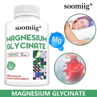 Magnesiumglycinat 500mg, 120 Kapseln — Verbessert die Stimmung, Stärkt das Immunsystem