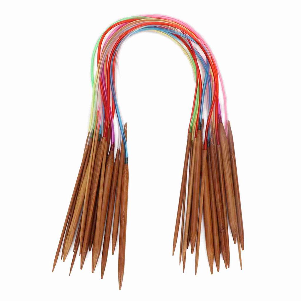 Multicolor Plastic Pipe Carbonized Double Annular Bamboo Sweater Needles(100 Cm39.4 In)