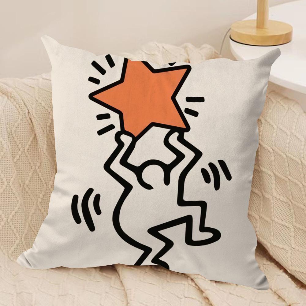 KKeith Art Exhibition Cushion Cover Silky Short Plush Invisible Zipper Dustproof Sofa Pillow Case For Home Decor