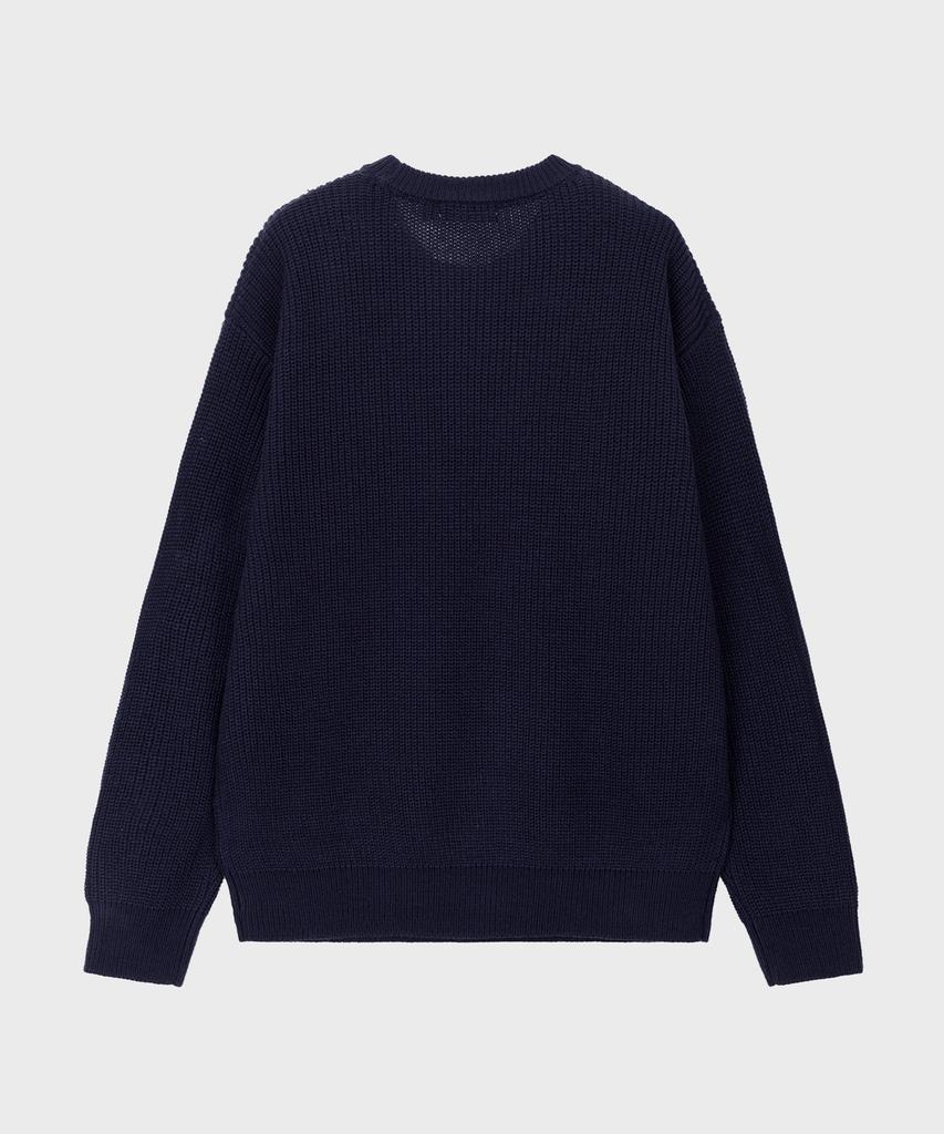BASIC HOUSE Uni Daily Round Neck Knit Dark Navy Lxkt2101