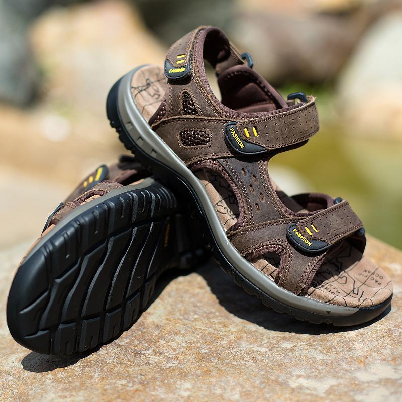 38-48 Summer Mens Large Size Genuine Leather Men Sandals Summer Men Beach Sandals Outdoor Sandals For Men
