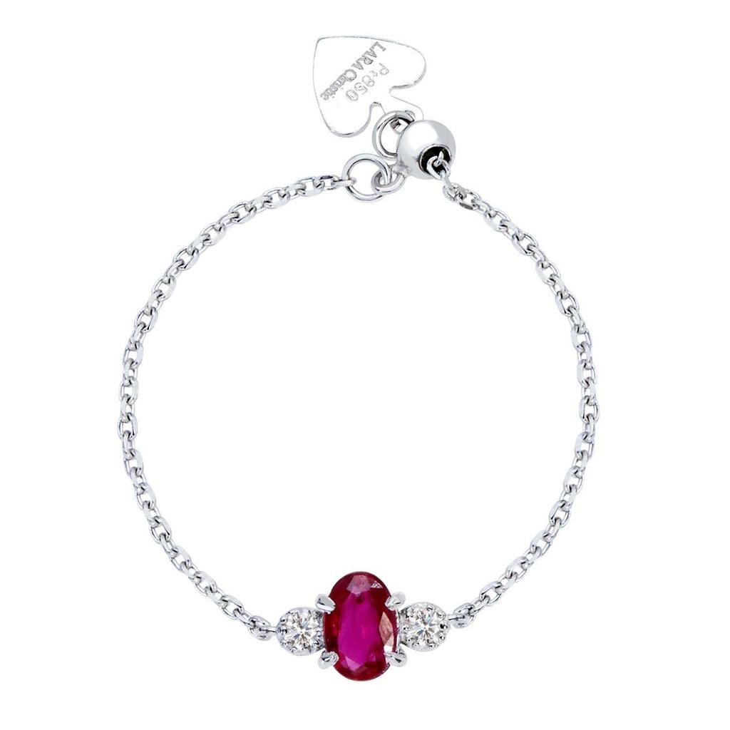 Lala Christie Ruby and Diamond PT900 Free Chain Birthday Women's Ring, Platinum, Ring, Ring, Gift, LR56-0004