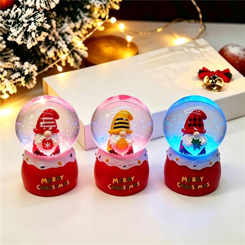 Cute faceless Santa Claus Christmas crystal ball ornament Christmas theme decoration night light Christmas Eve gift