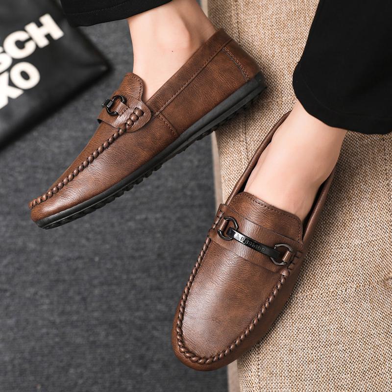 Social Shoe for Men Leather Casual Dress Shoes Man Spring Autumn Pointed Toe Party Luxury Designer Legitimate Business Black New