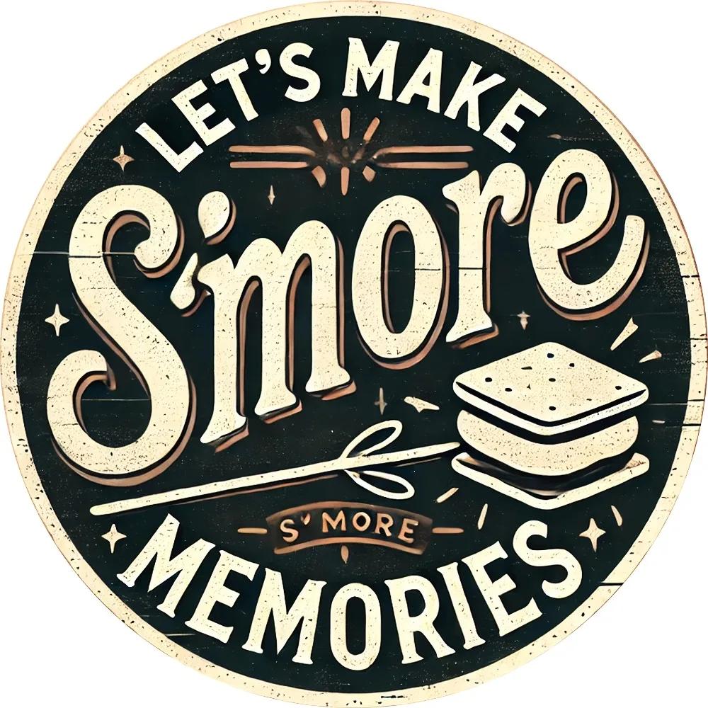 Vintage Lets Make Smore Memories Unique Wall Art Durable Home Garden Cafe Decor Easy to Hang 20x20cm(8x8inch)