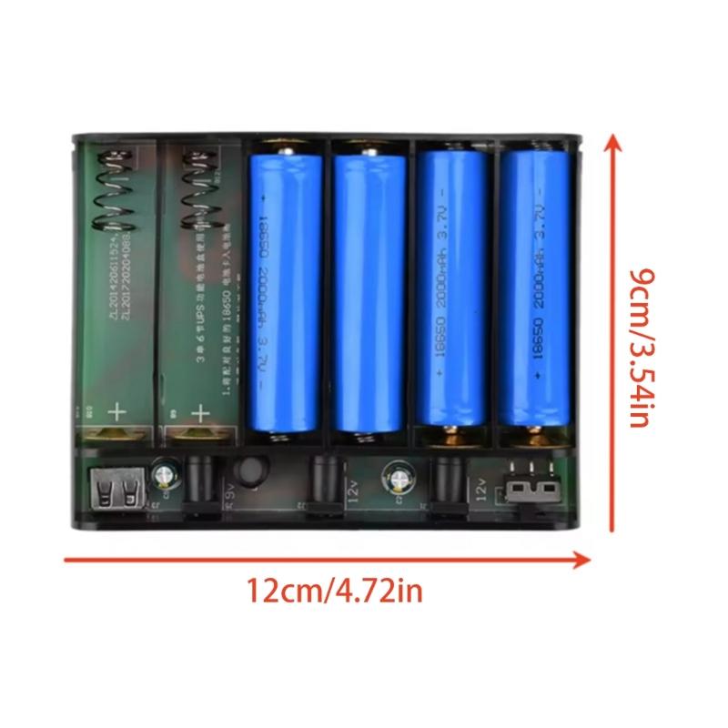 Rechargeable UPS Power Box 6x18650 Battery Holder Case with Overcharge Protections Easy Assembly for Outdoor Devices
