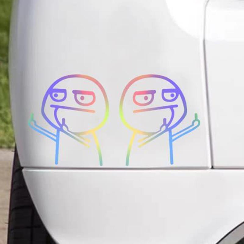 Funny Middle Finger Car Reflective Stickers Vinyl Sticker Decasl Auto Motorcycle Personality Cartoon Creative Body Sticker Decal