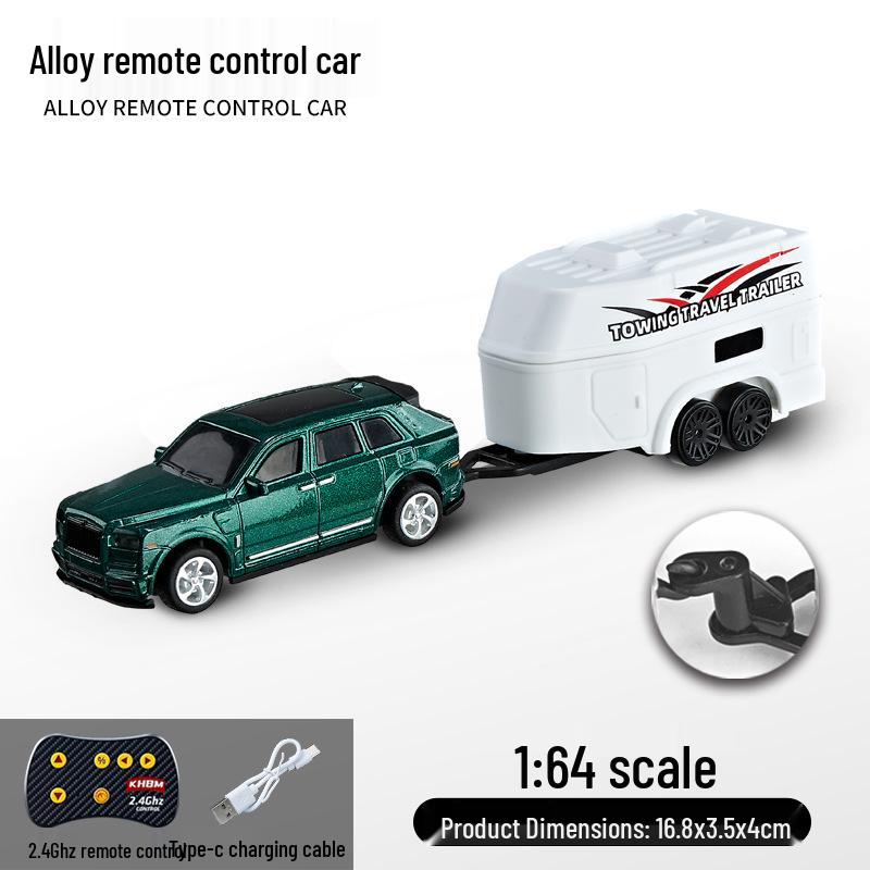 1:64 Mini Precision Alloy RC Off-Road Car with Trailer, Adjustable Speed, 2.4G Charging