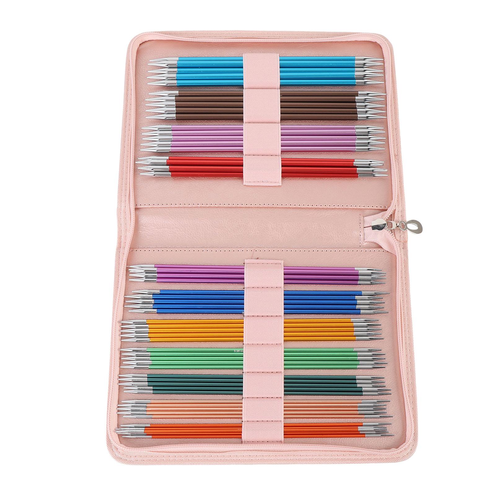 

55PCS Double Pointed Needles Aluminium Oxide Color Straight Knitting Needle Set for Sweater Scarf Hat