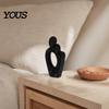 3D Molded Couple Figure Printed One Heart Statue, Abstract Hugging Lovers Figurine with Stable Base, Minimalist Burr-free Contour Ornament