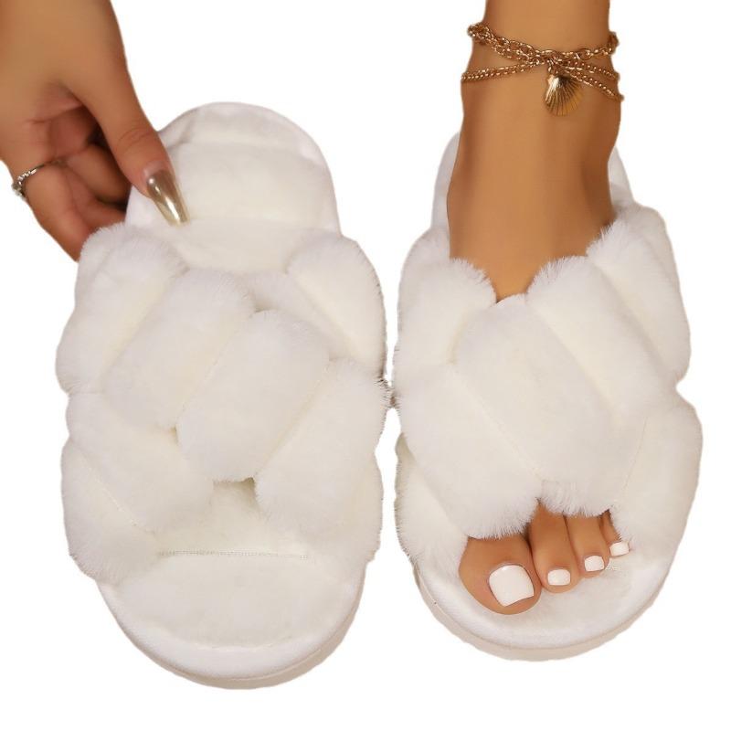 Fluffy Slippers Women's Autumn and Winter Outer Wear Non-slip Indoor Thick-bottomed Fluffy Confinement Cotton Slippers