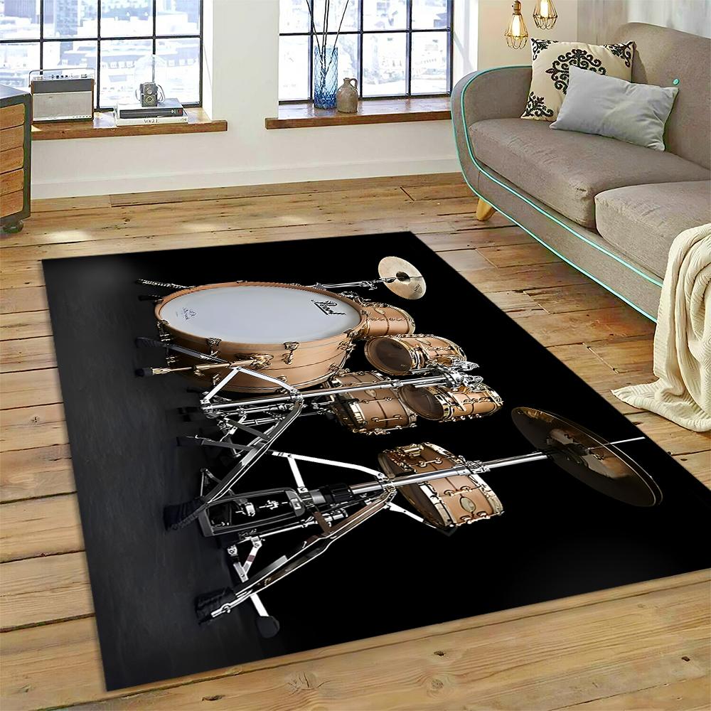 Drum Kit Music Instruments Drum Set Carpet Rug for Home Living Room Bedroom Sofa Doormat Decor,kids Area Rug Non-slip Floor Mat