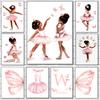 Black Little Girl Ballet Canvas Painting Butterfly Wing Wall Art Nordic Posters And Prints Wall Pictures Baby Kids Room Decor Unframed