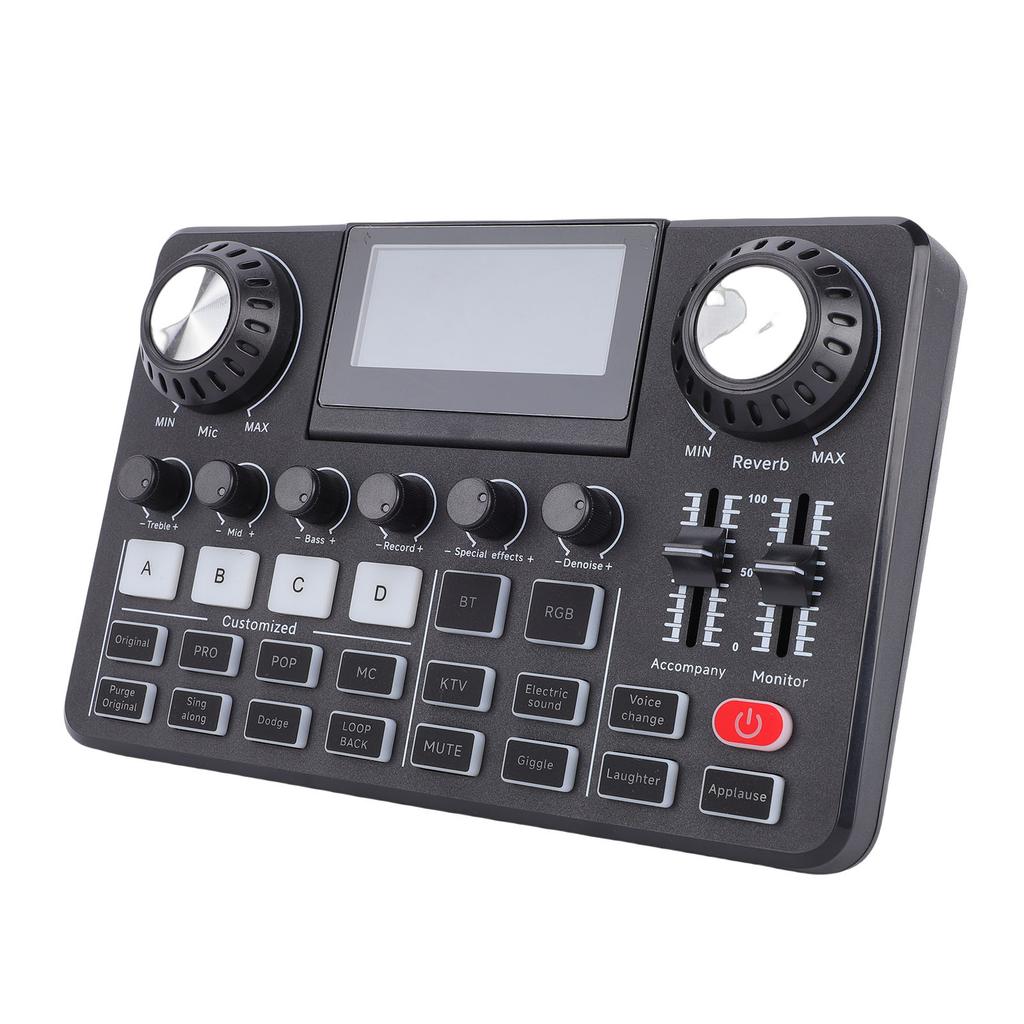 Podcast Microphone Bundle Sound Mixer Board Set with Foldable LED Screen Boom Arm 3.5mm Condenser Mic for PC Recording